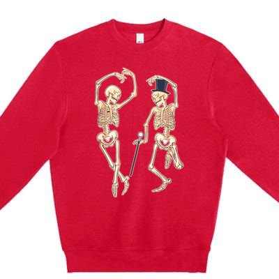 Dance Of Death Art Halloween Skeletons Dancing Scary Premium Crewneck Sweatshirt