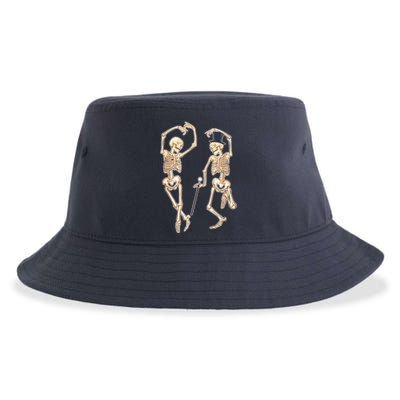 Dance Of Death Art Halloween Skeletons Dancing Scary Sustainable Bucket Hat