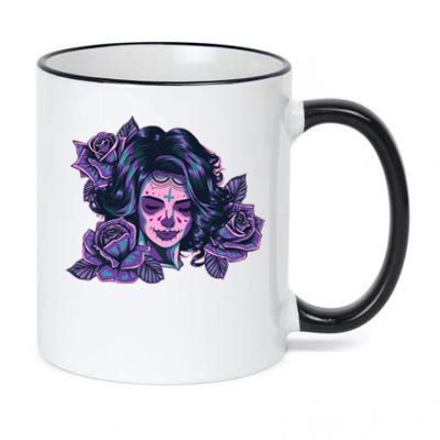 Day Of Dead Dia Los Muertos Sugar Skull Woman 11oz Black Color Changing Mug