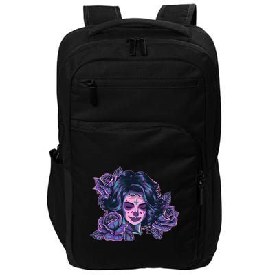 Day Of Dead Dia Los Muertos Sugar Skull Woman Impact Tech Backpack