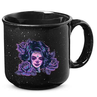 Day Of Dead Dia Los Muertos Sugar Skull Woman 15oz Campfire Ceramic Mug