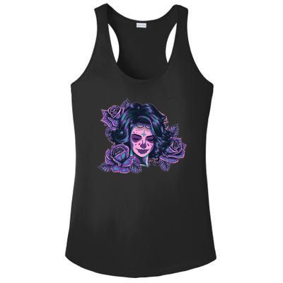 Day Of Dead Dia Los Muertos Sugar Skull Woman Ladies PosiCharge Competitor Racerback Tank