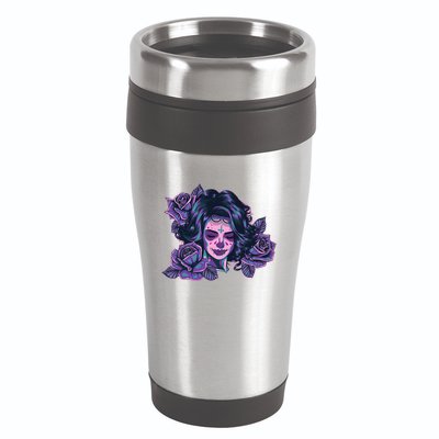 Day Of Dead Dia Los Muertos Sugar Skull Woman 16oz Travel Tumbler