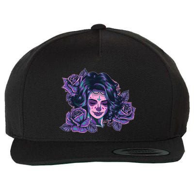 Day Of Dead Dia Los Muertos Sugar Skull Woman Wool Snapback Cap