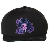 Day Of Dead Dia Los Muertos Sugar Skull Woman Wool Snapback Cap