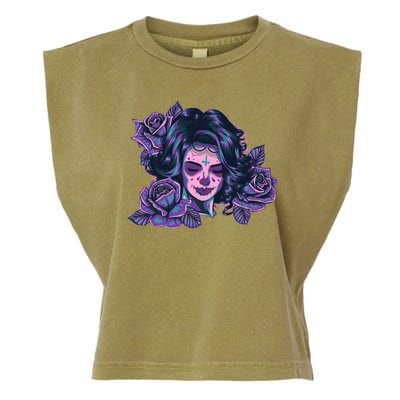 Day Of Dead Dia Los Muertos Sugar Skull Woman Garment-Dyed Women's Muscle Tee