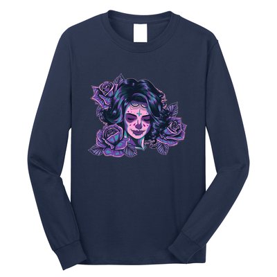 Day Of Dead Dia Los Muertos Sugar Skull Woman Long Sleeve Shirt