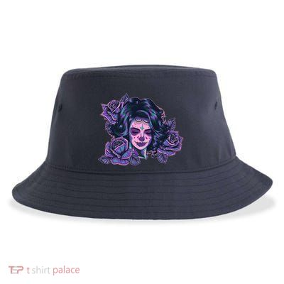 Day Of Dead Dia Los Muertos Sugar Skull Woman Sustainable Bucket Hat