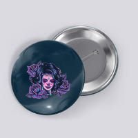 Day Of Dead Dia Los Muertos Sugar Skull Woman Button