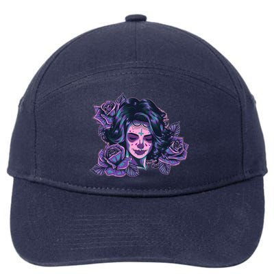 Day Of Dead Dia Los Muertos Sugar Skull Woman 7-Panel Snapback Hat