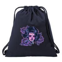 Day Of Dead Dia Los Muertos Sugar Skull Woman Drawstring Bag