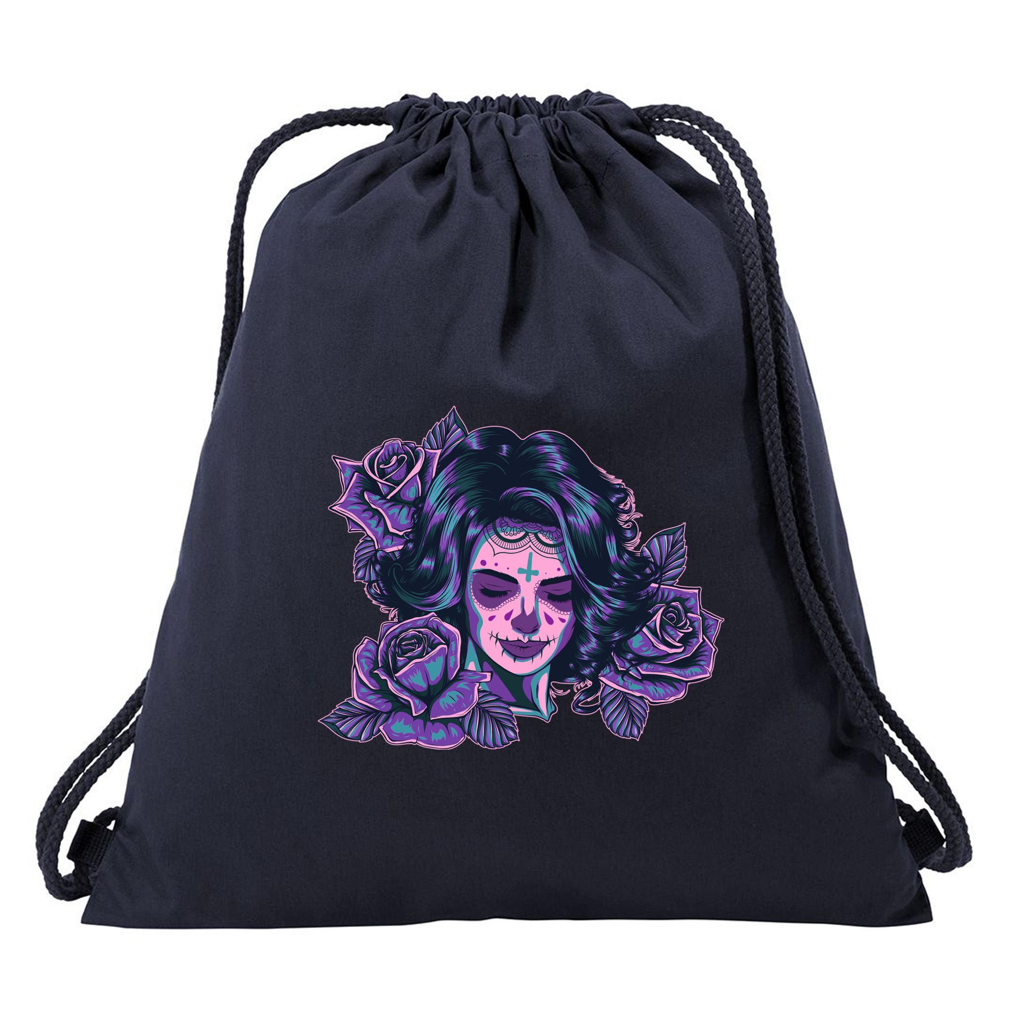 Day Of Dead Dia Los Muertos Sugar Skull Woman Drawstring Bag