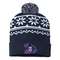 Day Of Dead Dia Los Muertos Sugar Skull Woman USA-Made Snowflake Beanie