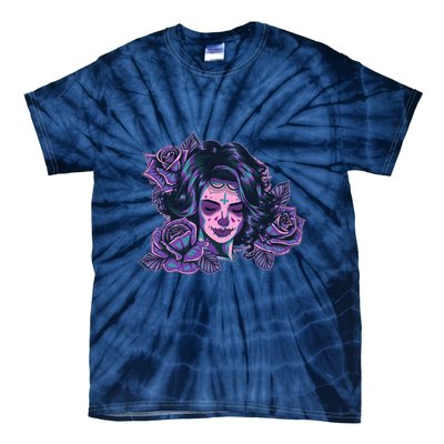 Day Of Dead Dia Los Muertos Sugar Skull Woman Tie-Dye T-Shirt