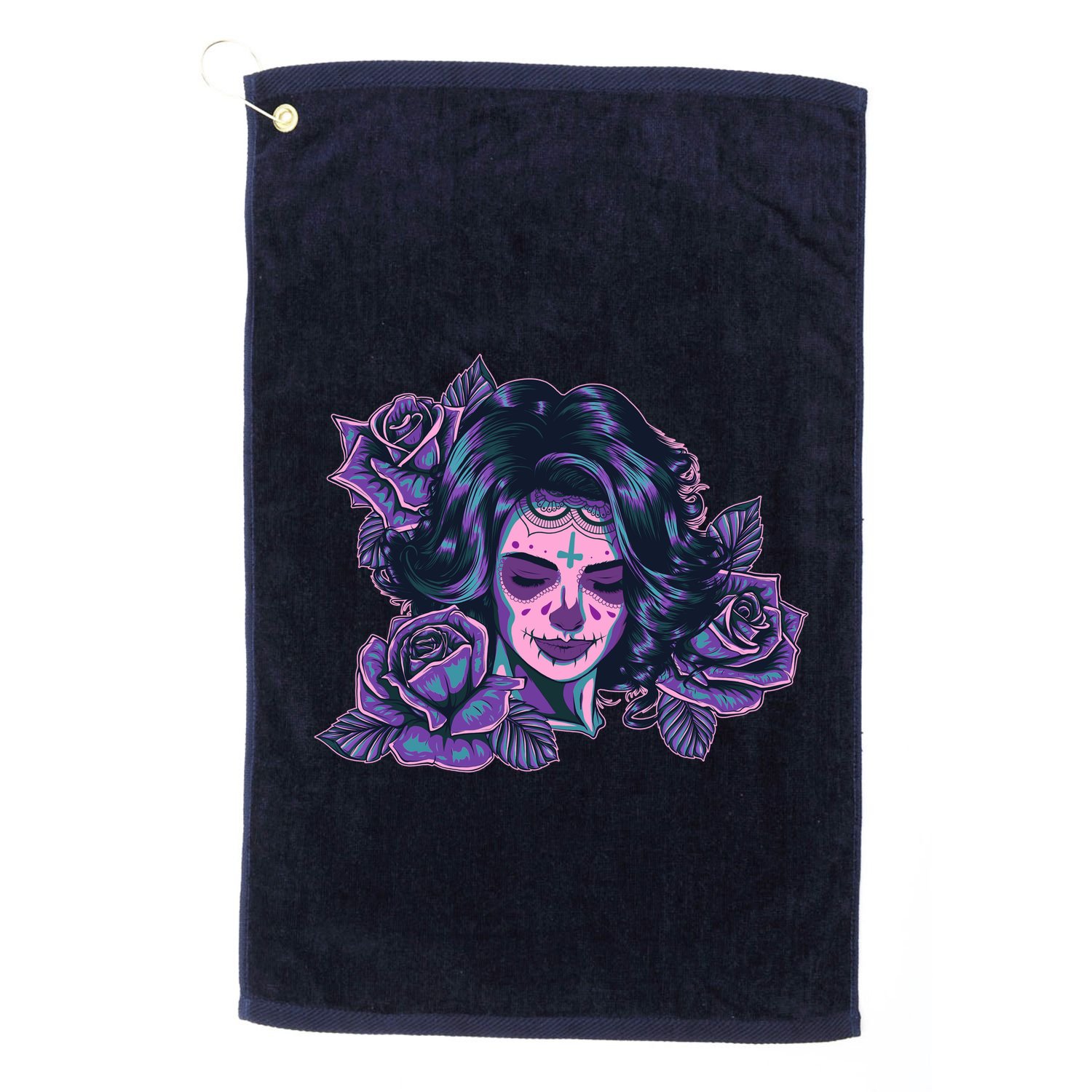 Day Of Dead Dia Los Muertos Sugar Skull Woman Golf Towel
