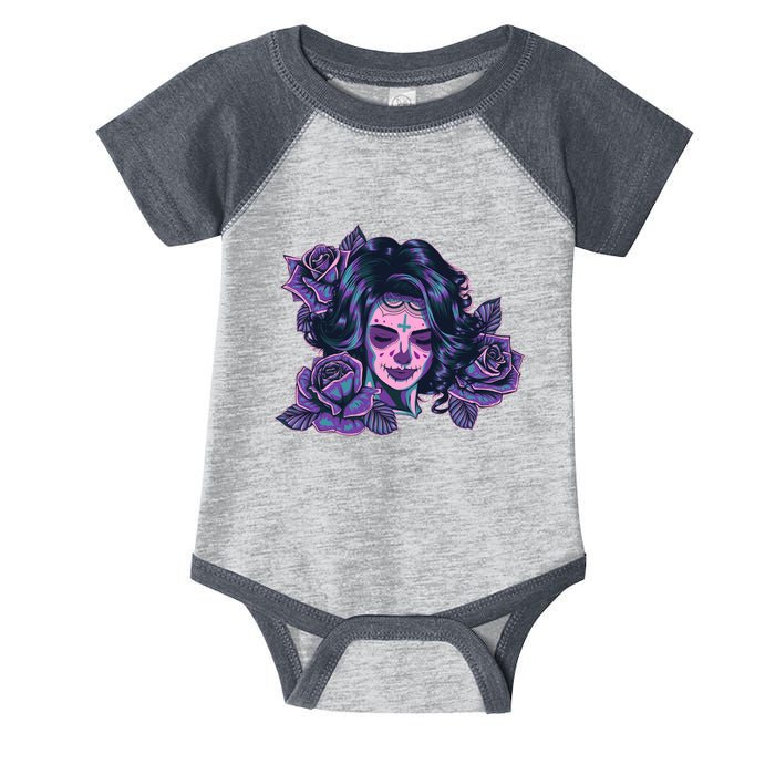 Day Of Dead Dia Los Muertos Sugar Skull Woman Infant Baby Jersey Bodysuit