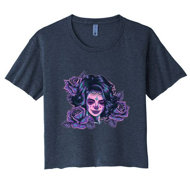 Day Of Dead Dia Los Muertos Sugar Skull Woman Crop Top