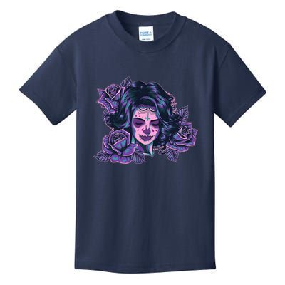 Day Of Dead Dia Los Muertos Sugar Skull Woman Kids T-Shirt