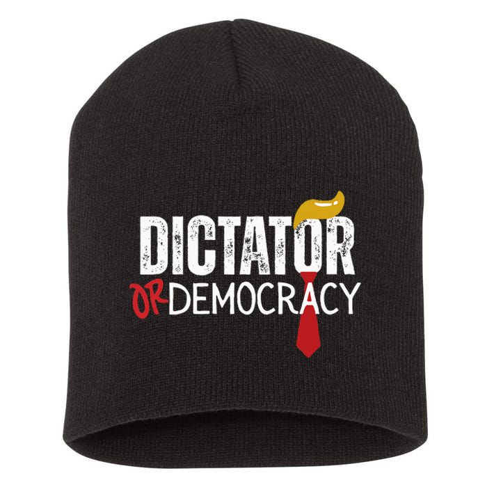 Dictator Or Democracy Funny Trump Hair Tie Short Acrylic Beanie