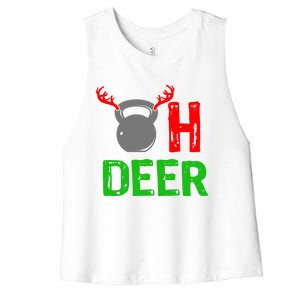 Dumbell Oh Deer Gift Funny Christmas Reindeer Top Women's Racerback Cropped Tank