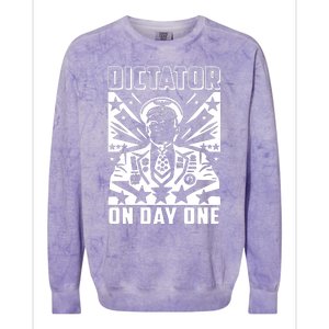 Dictator On Day One Trump Colorblast Crewneck Sweatshirt