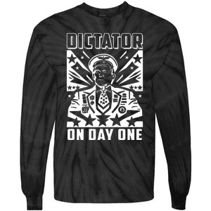 Dictator On Day One Trump Tie-Dye Long Sleeve Shirt