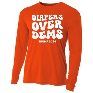 Diapers Over Dems Trump 2024 Funny Sarcastic Cooling Performance Long Sleeve Crew