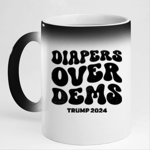 Diapers Over Dems Trump 2024 Funny Sarcastic 11oz Black Color Changing Mug