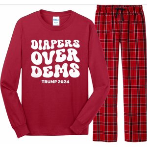 Diapers Over Dems Trump 2024 Funny Sarcastic Long Sleeve Pajama Set