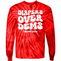 Diapers Over Dems Trump 2024 Funny Sarcastic Tie-Dye Long Sleeve Shirt