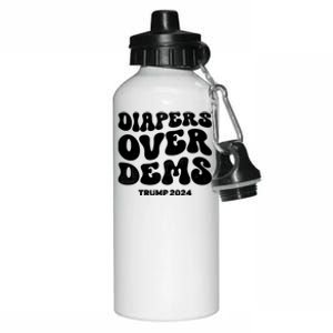 Diapers Over Dems Trump 2024 Funny Sarcastic Aluminum Water Bottle