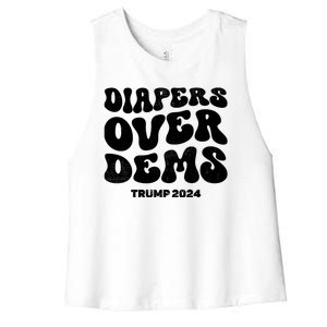 Diapers Over Dems Trump 2024 Funny Sarcastic Women's Racerback Cropped Tank