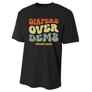 Diapers Over Dems Trump 2024 Performance Sprint T-Shirt