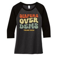 Diapers Over Dems Trump 2024 Women's Tri-Blend 3/4-Sleeve Raglan Shirt