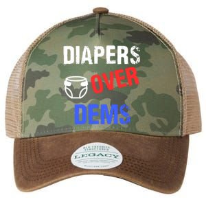 Diapers Over Dems Trump 2024 Funny Legacy Tie Dye Trucker Hat