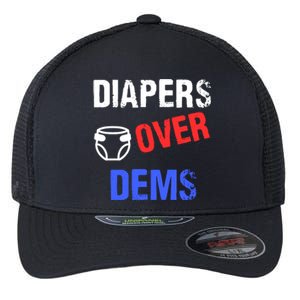 Diapers Over Dems Trump 2024 Funny Flexfit Unipanel Trucker Cap