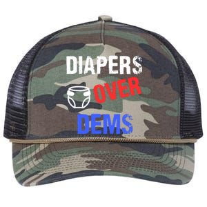 Diapers Over Dems Trump 2024 Funny Retro Rope Trucker Hat Cap