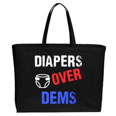 Diapers Over Dems Trump 2024 Funny Cotton Canvas Jumbo Tote