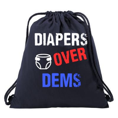 Diapers Over Dems Trump 2024 Funny Drawstring Bag