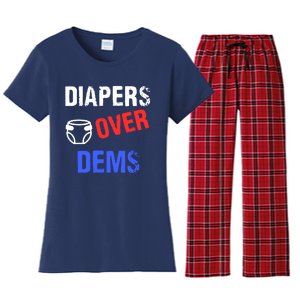 Diapers Over Dems Trump 2024 Funny Women's Flannel Pajama Set