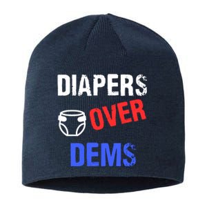 Diapers Over Dems Trump 2024 Funny Sustainable Beanie