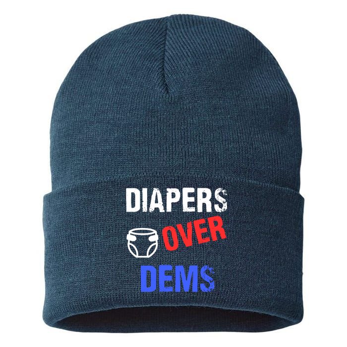 Diapers Over Dems Trump 2024 Funny Sustainable Knit Beanie