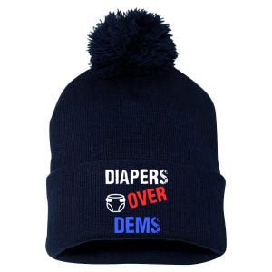 Diapers Over Dems Trump 2024 Funny Pom Pom 12in Knit Beanie