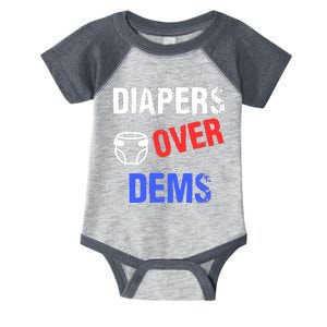 Diapers Over Dems Trump 2024 Funny Infant Baby Jersey Bodysuit