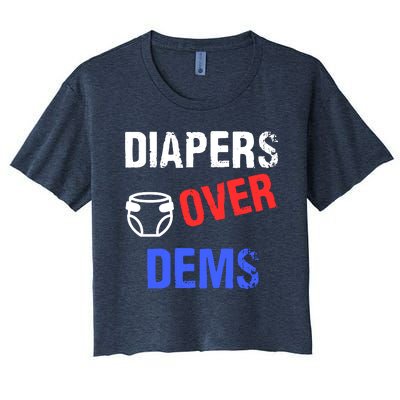 Diapers Over Dems Trump 2024 Funny Women's Crop Top Tee