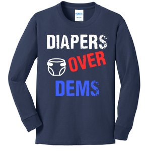 Diapers Over Dems Trump 2024 Funny Kids Long Sleeve Shirt