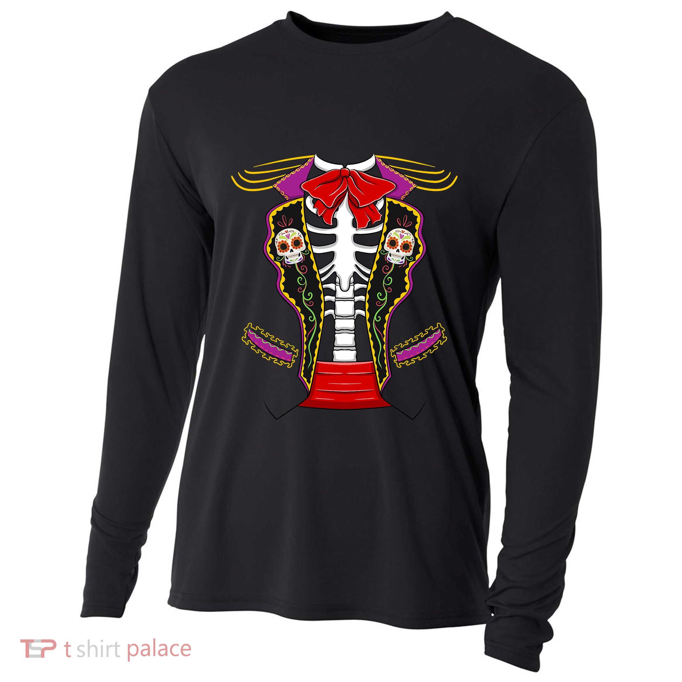 Day Of Dead Costume Halloween Matching Dia De Los Muertos Cooling Performance Long Sleeve Crew