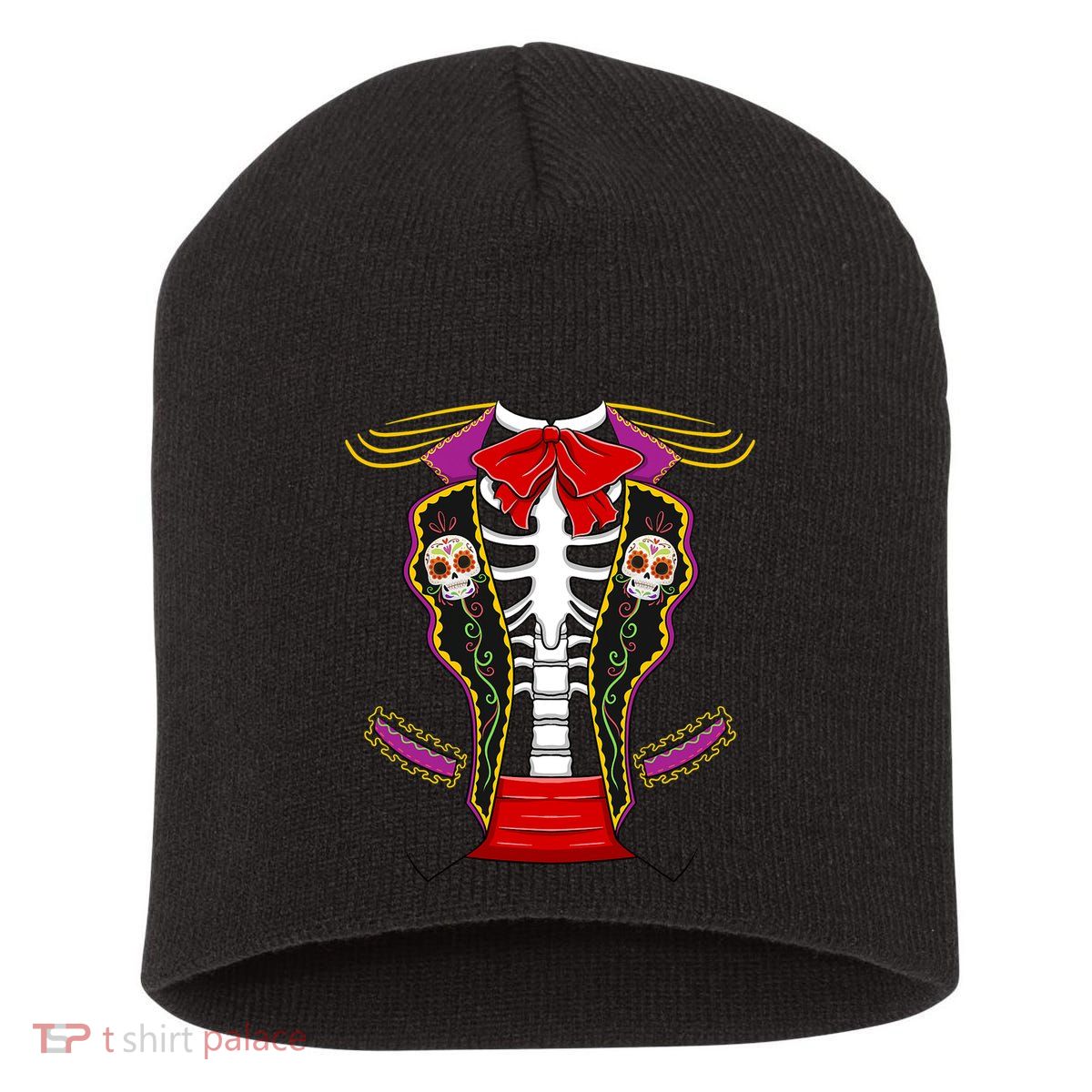 Day Of Dead Costume Halloween Matching Dia De Los Muertos Short Acrylic Beanie