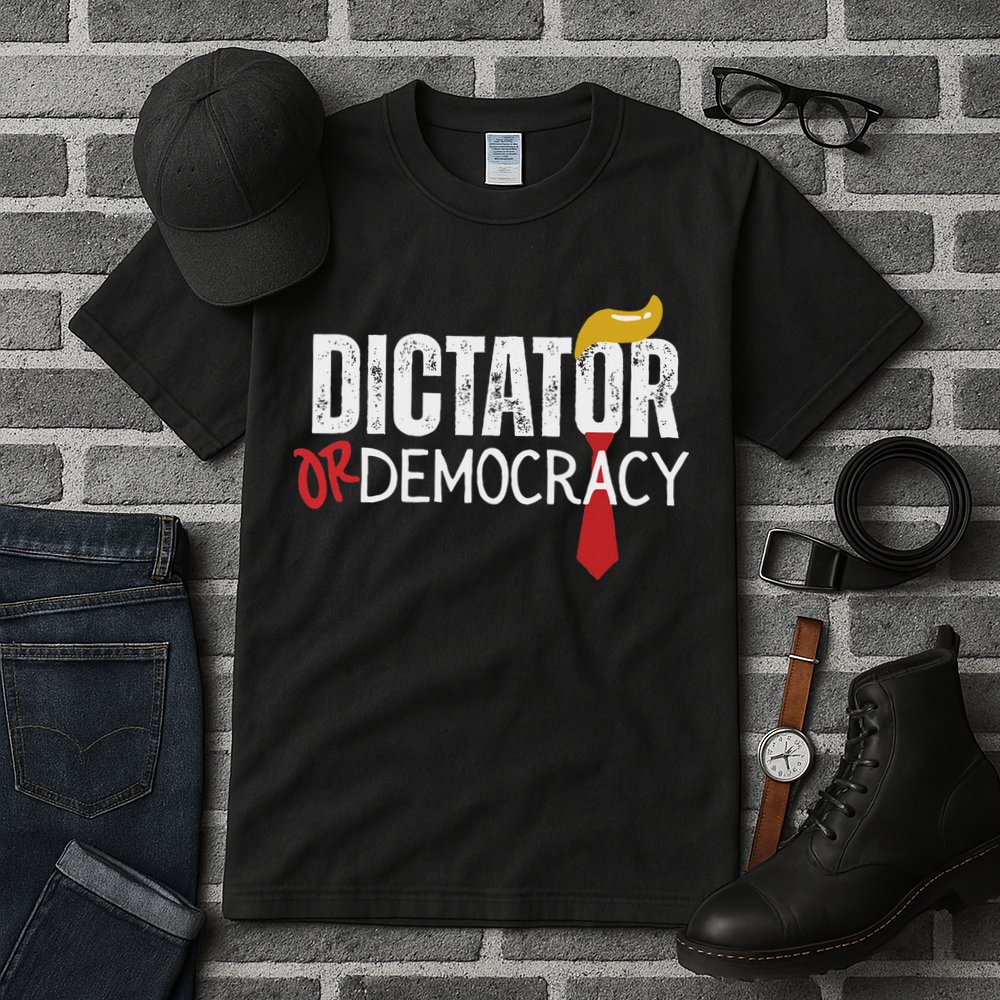 Dictator Or Democracy? Funny Trump Hair Tie Design Tall T-Shirt
