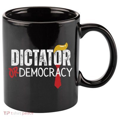 Dictator Or Democracy? Funny Trump Hair Tie Design 11oz C Handle Ceramic Mug